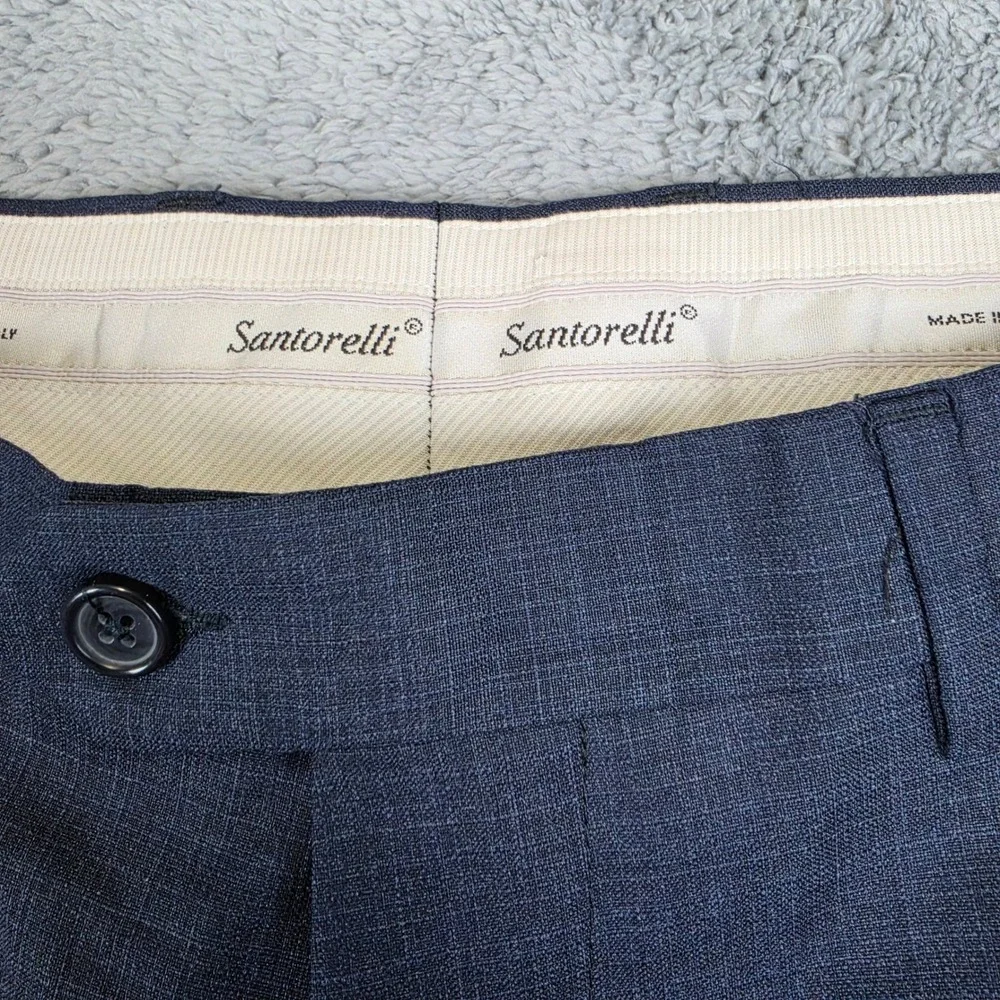 Santorelli Romeo Dress Pants Mens 34 Blue Grey Virgin Wool Made in Italy Romeo